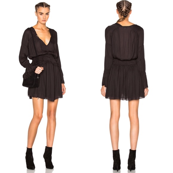 IRO Dresses & Skirts - • IRO • Julia Tiered Smocked Dress Matte Black